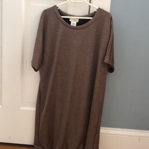 Bronze/tan shimmery t-shirt dress